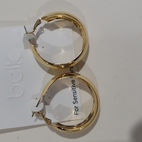 Belk Elegant Gold Tone Chunky Hoop Earrings for Sensitive Ears - Women's Jewelry - Picture 6 of 10